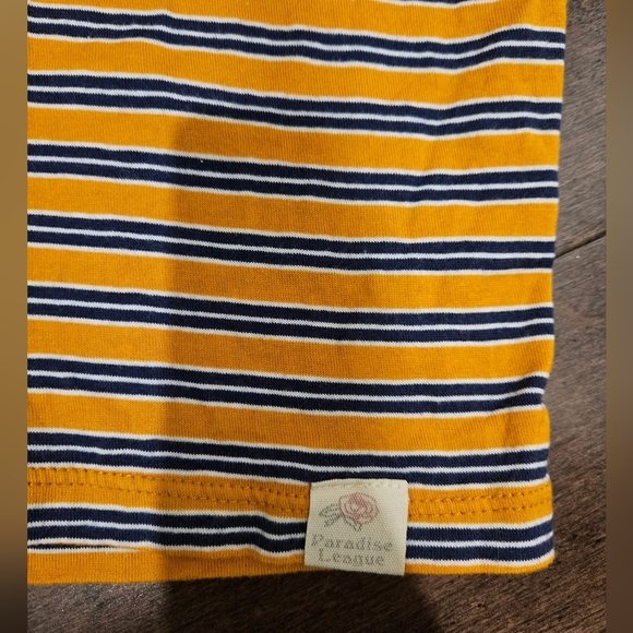 Pull&Bear Striped Orange and Blue Cropped T-Shirt Size M - Picture 3 of 4